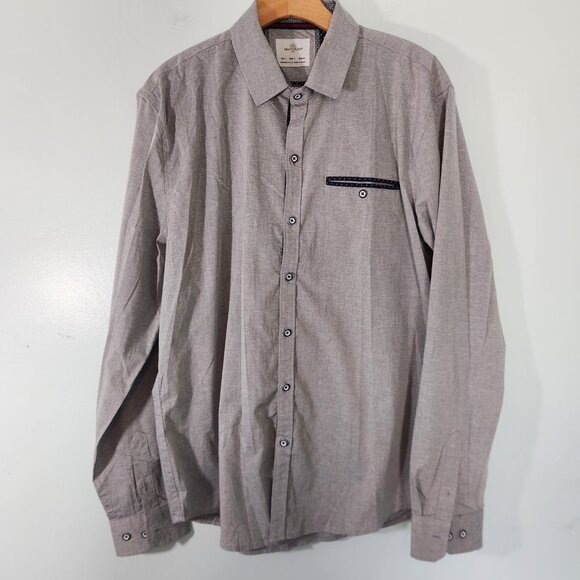 Craft + Flow Shirt Button Down Long Sleeve Gray Flip Cuffs Mens Large EUC - Picture 5 of 16